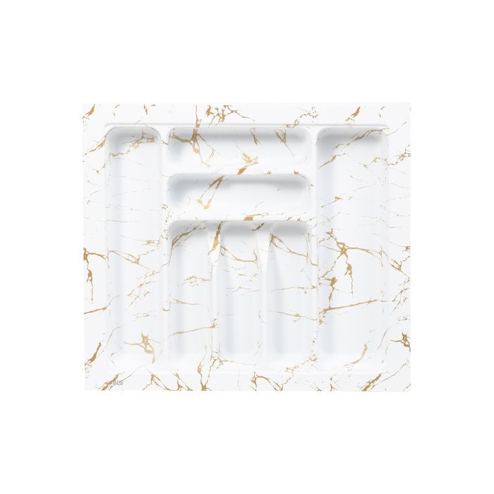 Лоток для столовых приборов 600 MARBLE 540*485, бело-золотой мрамор AKS 125443