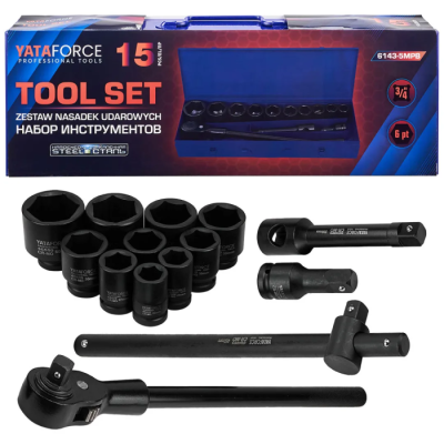 Набор ударных инструментов 15 пр 3/4" 6-гр YATAFORCE YF-6143-5MPB