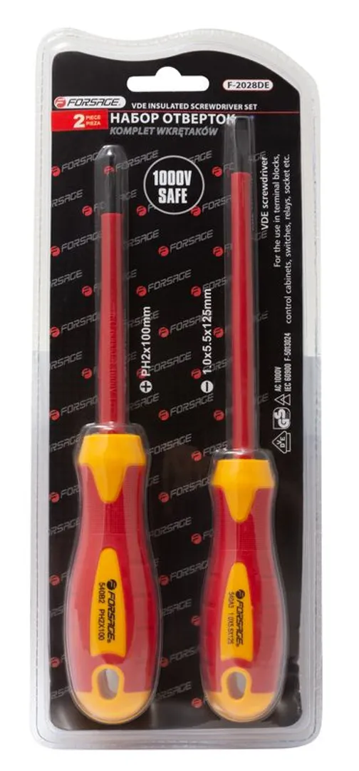 Набор отверток диэлектрических 2 пр. CrV6150 Forsage F-2028DE