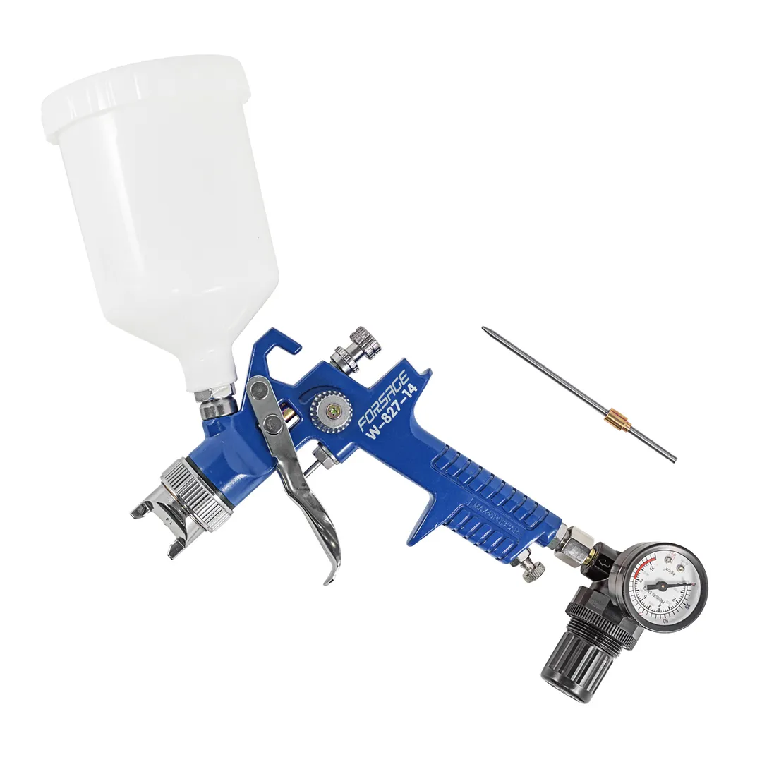 Краскораспылитель с верхним пластиковым бачком, регулятором давления и доп. дюзой Forsage F-W-827-14
