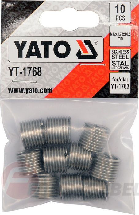 Набор вставок для ремонта резьбы М12х1,75х16,3 мм 10 шт. Yato YT-1768