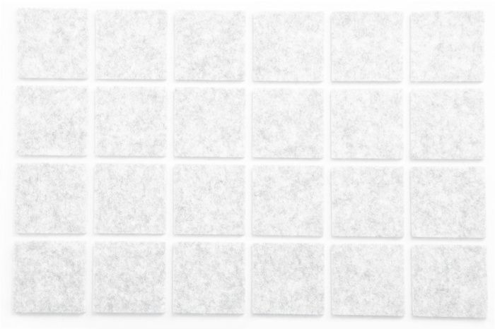 Подкладка самоприлипающая фетровая 25х25мм (1лист-36шт) белая AKS 75542