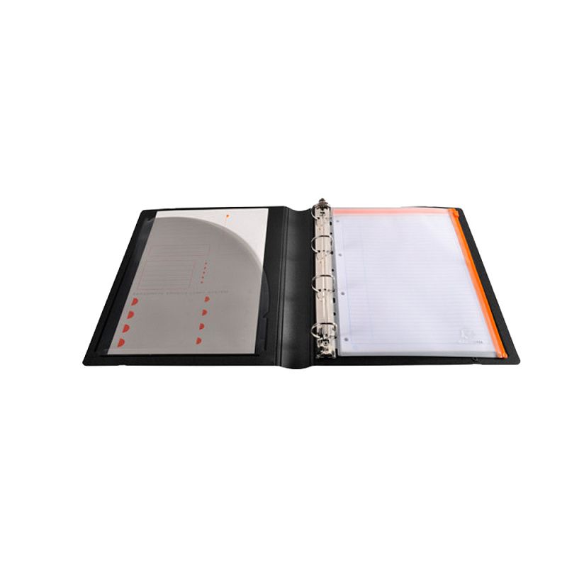 Папка на кольцах с блокнотом "Exactive", 4 кольца, черный