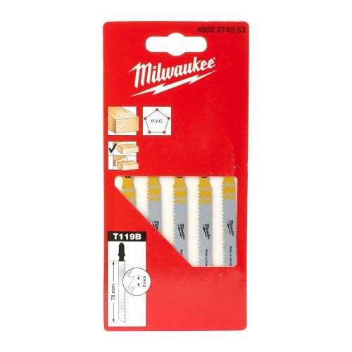 Пилка для лобзика T 119 B по дереву (5 шт) Milwaukee (4932274353)