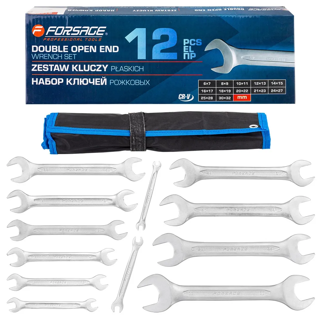 Набор рожковых ключей 6х7-30х32 мм 12 пр Forsage F-5122P