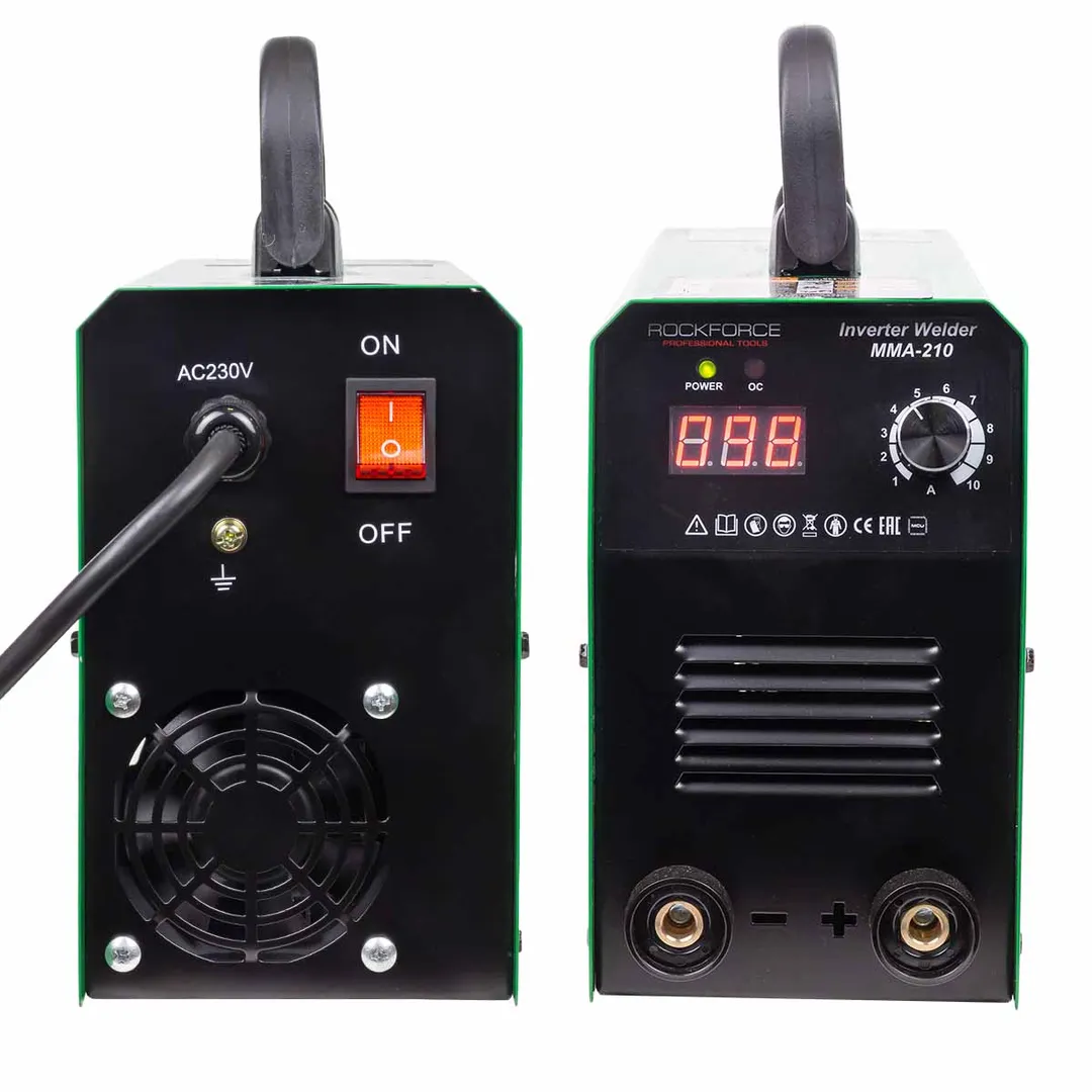 Сварочный аппарат 3.7кВт, 230В, Ø электрода 1.6-3.2 мм, сварочный ток 20-210А RockForce RF-MMA-210