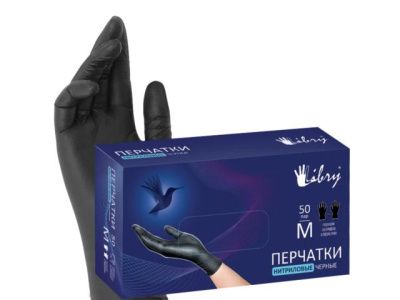 Перчатки нитриловые р-р XL уп. 100 шт. черные LIBRY KN005BL