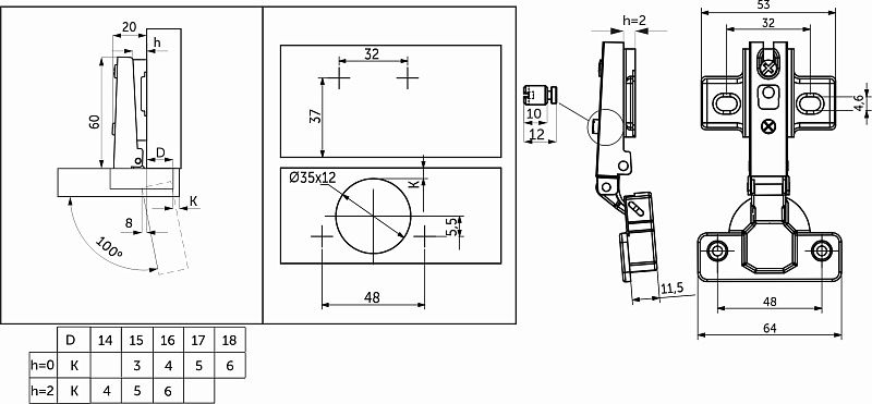 Петля накладная с пружиной 48мм h2 slide-on 60г AKS 123185