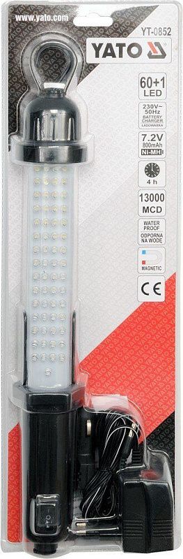 Фонарь светодиодный аккум. 60+1LED 800mAh Yato YT-0852