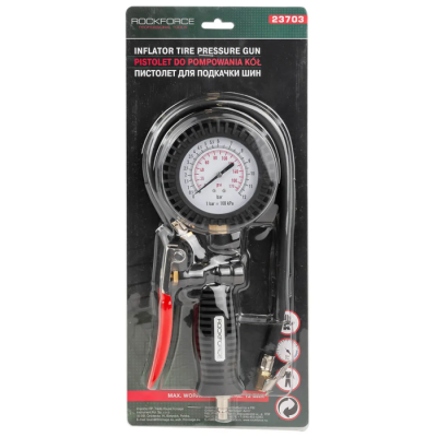Пистолет для подкачки шин с аналоговым манометром и шлангом RockForce RF-23703