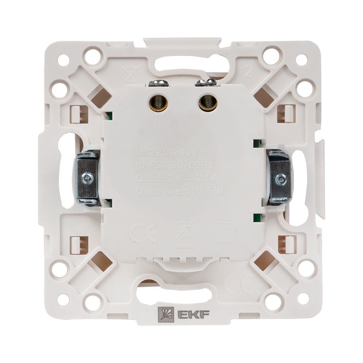 Стокгольм Механизм Розетки USB 2-местной 2,1А винтовые клеммы белый EKF PROxima EYR16-028-10-2USB