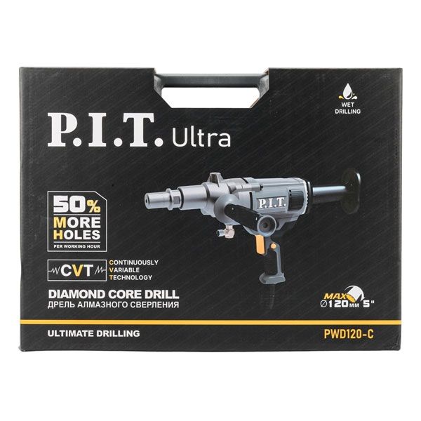 Дрель алмазного сверления электрич. ULTRA, 1800Вт, 0-2200 об/мин, d120мм, 1-1/4" PIT PWD120-C