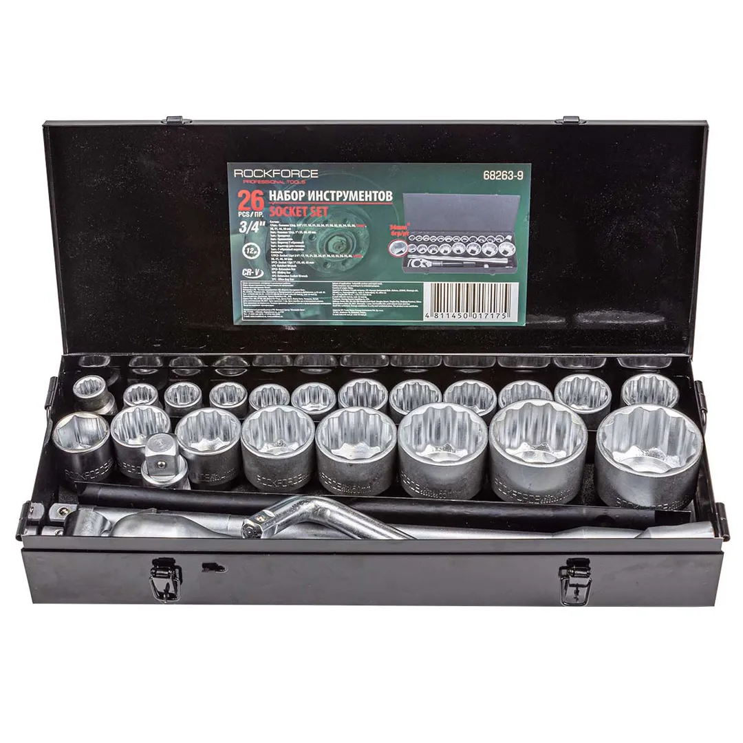 Набор головок 17-65 мм 26 пр. 3/4"&1" 12-гр. RockForce RF-68263-9