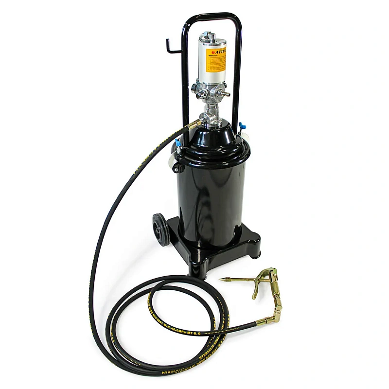 Нагнетатель смазки пневматический перекатной с емкостью 12 л, 50:1, 0-0.85 л/мин, 300-400bar, шланг 4 м RockForce RF-TRH12