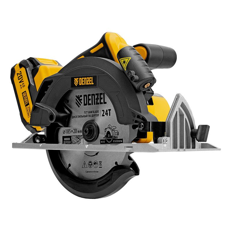 Пила циркулярная аккумуляторная бесщет. CCSH-BL-20-185, 185 мм, Li-Ion, 20 В Denzel 27409