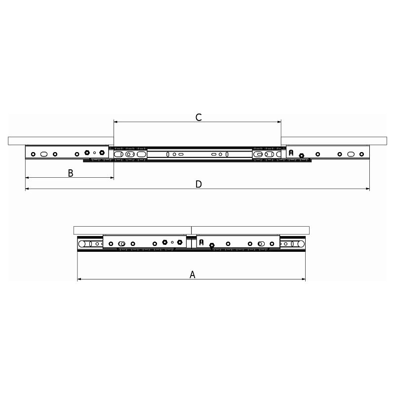 Механизм для раздвижных столов внешний синхронный со стопором L-600 мм AKS 114308