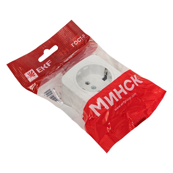 Минск Розетка 1-местная ОП 16А с заземлением белая EKF Basic EGR16-028-10