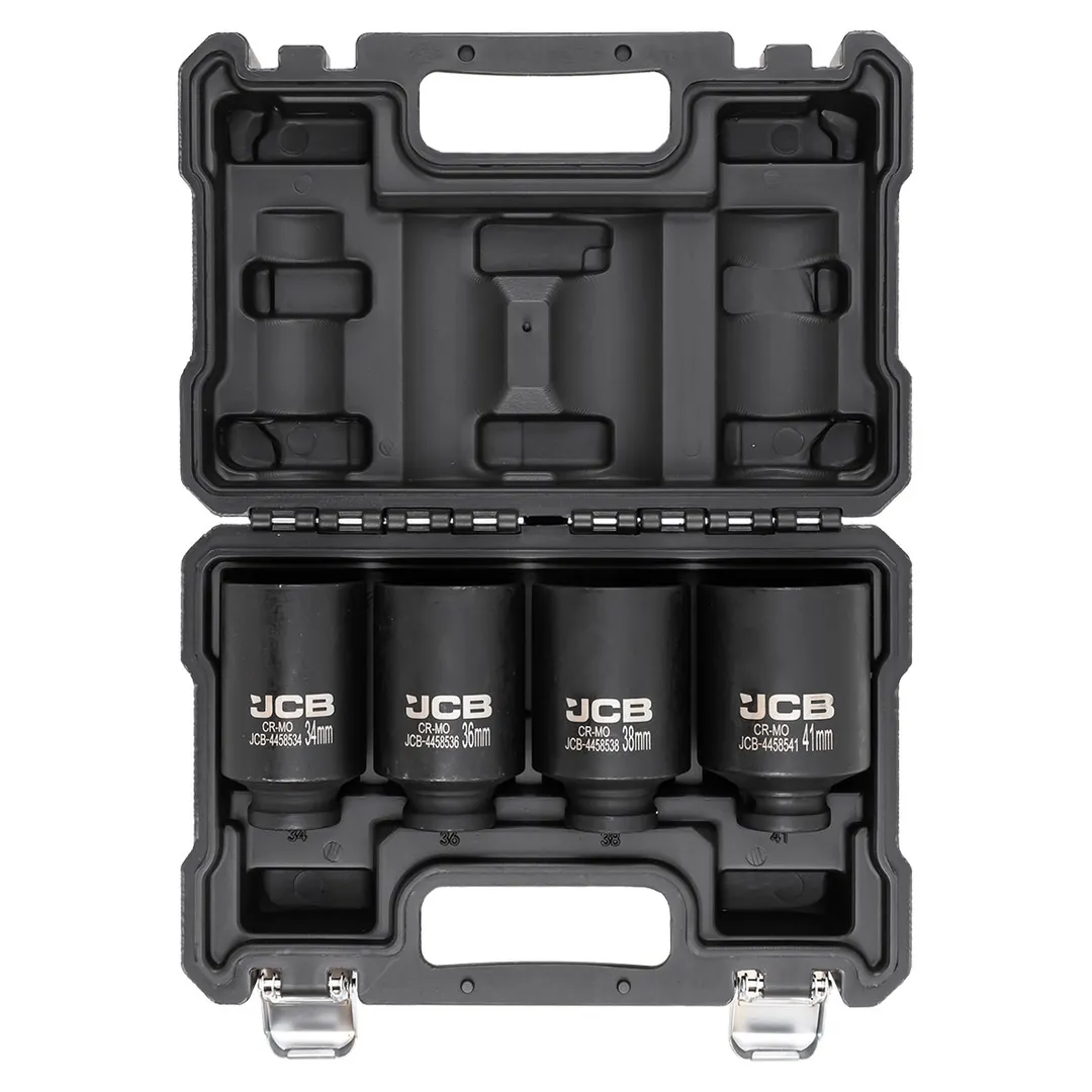 Набор ударных глубоких головок 34,36, 38, 41 мм 1/2'' 4 пр 6-гр JCB JCB-4045-5MPB