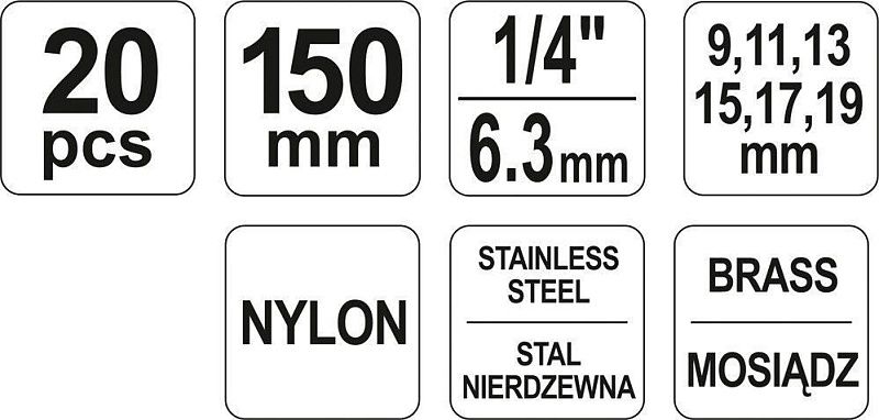 Набор щеток для внутренней очистки труб 150 мм 20 пр. Yato YT-08195