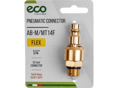 Быстросъемное соединение "папа"-нар. резьба 1/4", шарнир, латунь ECO AB-M/MT14F