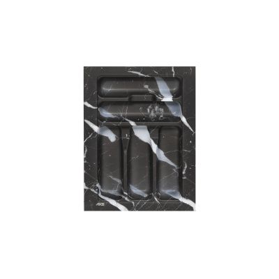 Лоток для столовых приборов 400 MARBLE 320*430, черно-серый мрамор AKS 117569