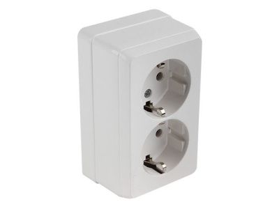 Розетка 2-ая (открытая, с/з, керамика) белая, BRON, (16 A, 250 V, IP 20) Mutlusan 21602000201
