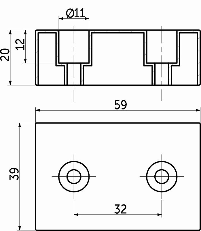 Опора мебельная пласт. 60х40х20 металлик РП PL 83159