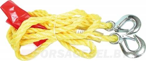 Трос буксировочный плетеный синтетический в комплекте с крюками 1450 кг. Vorel 82201