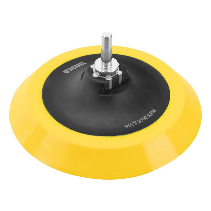 Тарелка опорная для дрели и УШМ с липучкой, 150 мм, мягкая, с адаптером c М14 на d8 Denzel 76249