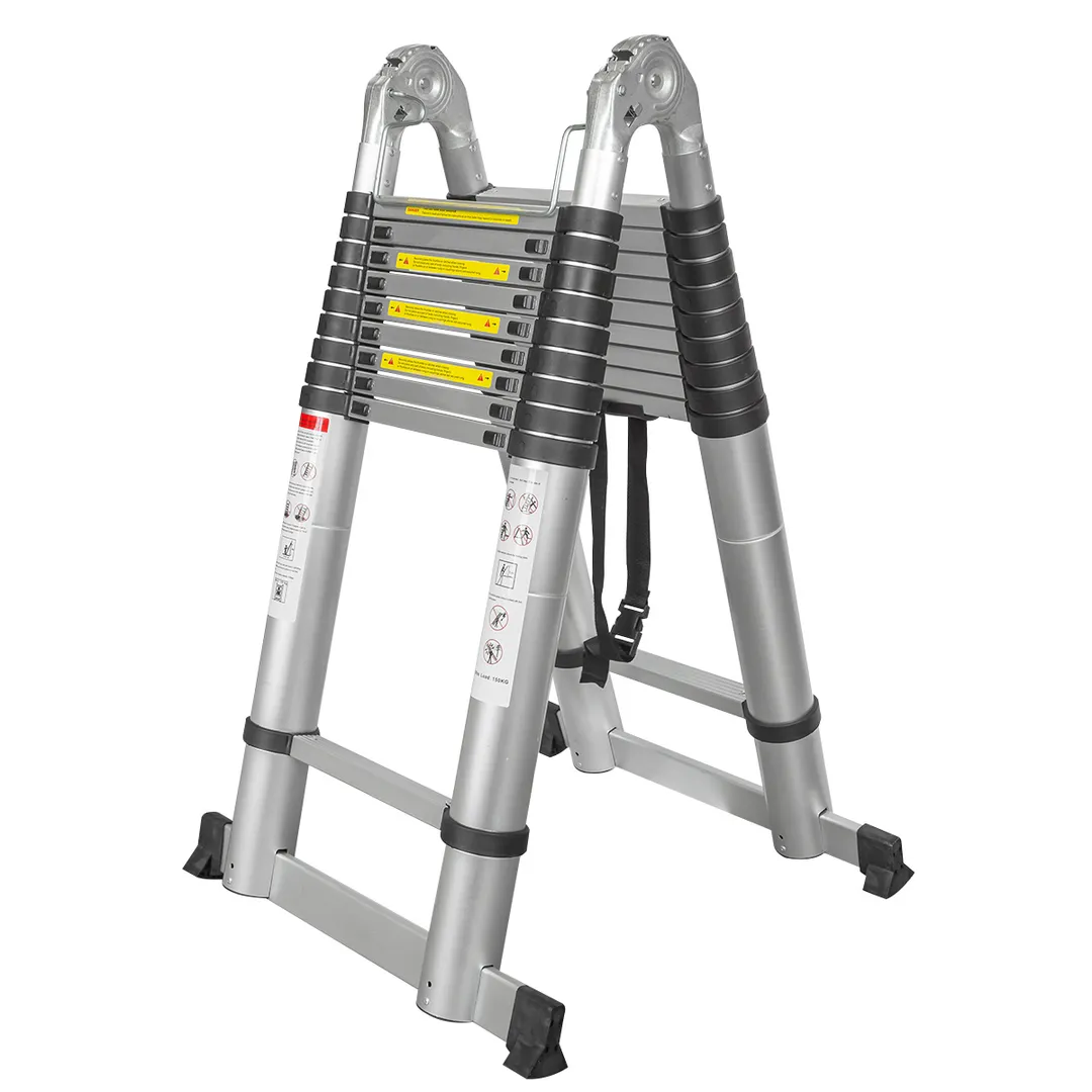 Лестница-стремянка телескопическая алюм. бытовая 4+4м, 10+10 ступ. Forsage F-UP400-M