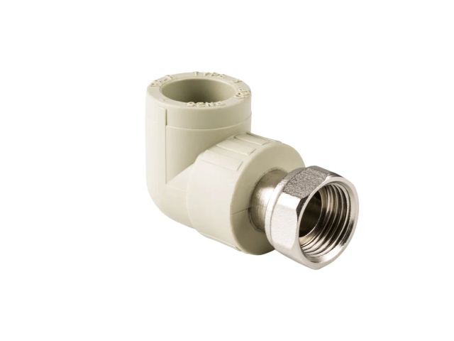 Колено ПП с накидной гайкой 25х3/4", серое, угольник РосТурПласт 15831