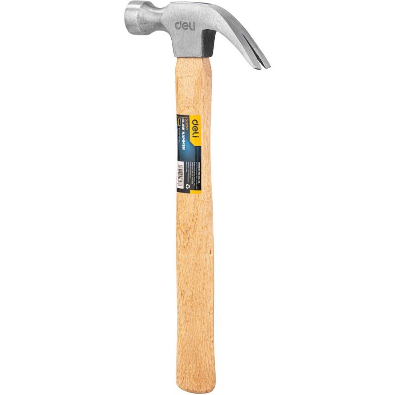 Молоток-гвоздодер Deli YS EDL5250, 0,5 кг, деревянная рукоятка