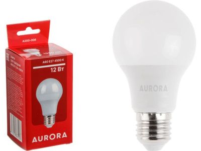 Лампа светодиодная A60 Стандарт 12Вт 230В E27 4500K AURORA A200-008