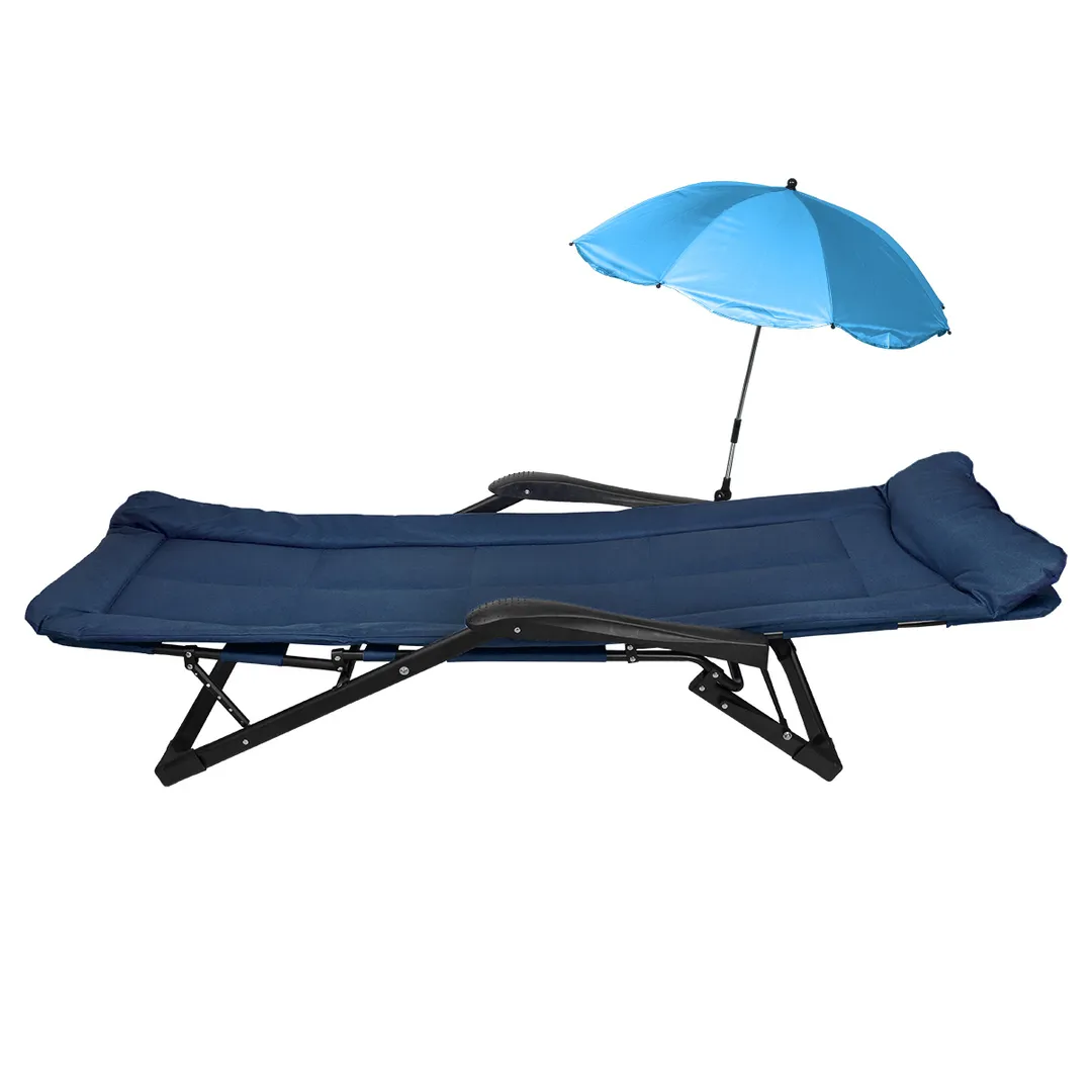 Шезлонг складной в комплекте с зонтом садовым WMC TOOLS WMC-FG-HY-8000B-Z