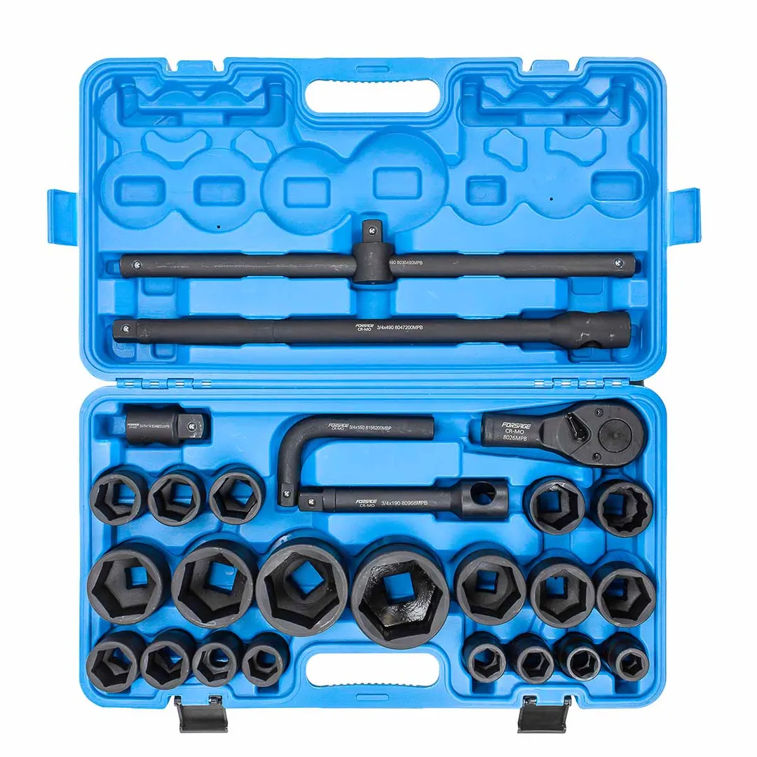 Набор ударных головок 26 пр, 3/4''&1'' 6-гр. 17-65 мм Forsage F-68262-5MPB