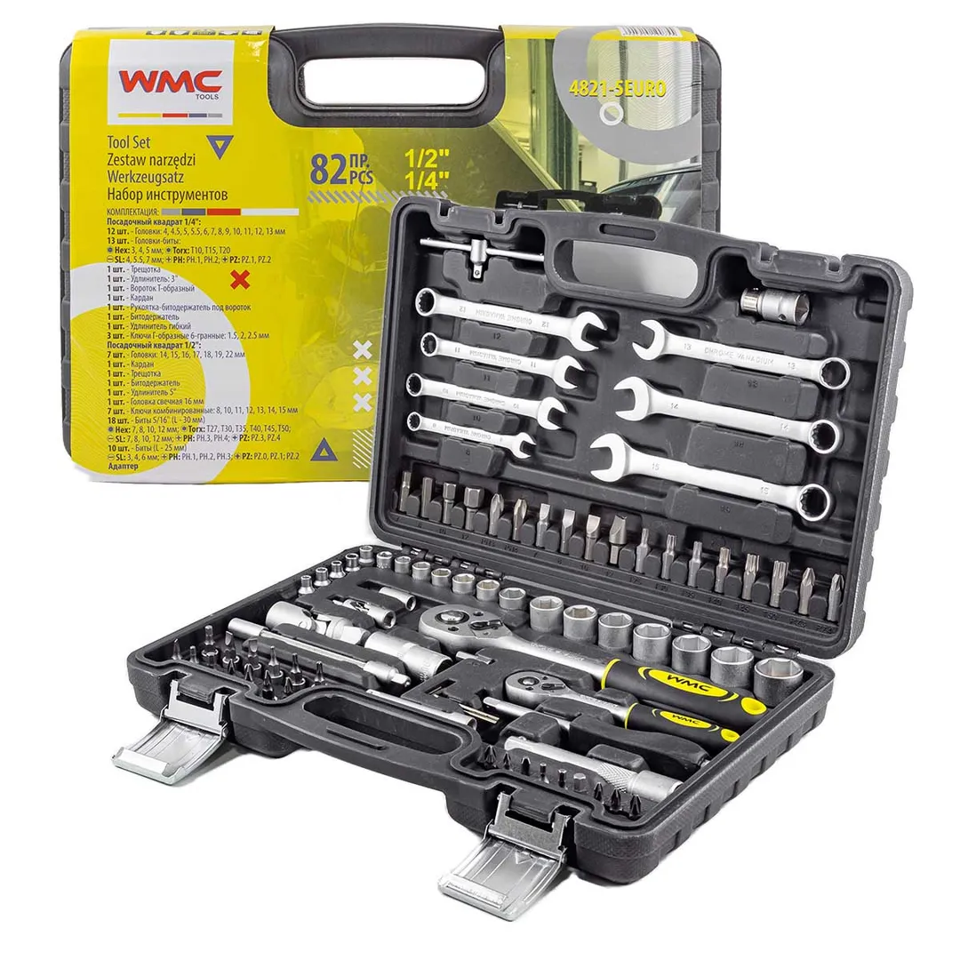 Набор инструментов 82 пр. 1/4''&1/2'', 6-гр, 4-22 мм WMC TOOLS WMC-4821-5EURO