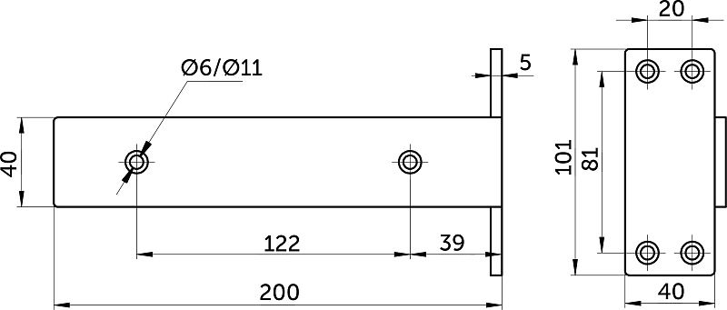 Полкодержатель мет. MAST 200*100*40*5 черный AKS 124300