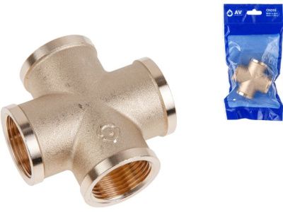 Крестовина 3/4" вн.-вн.-вн.-вн., инд. упак. AV Engineering AVE312002