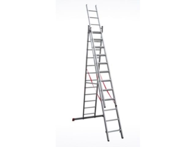 Лестница алюм. 3-х секц. 310/736/315 см, 3х12 ступ. 20,4 кг NV3230, макс. нагрузка 150 кг Новая Высота 3230312