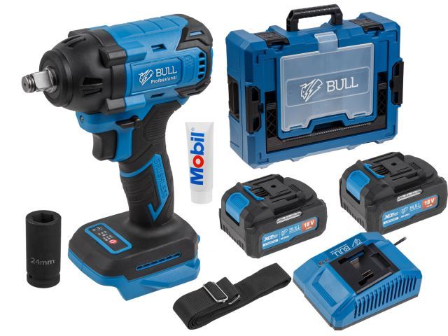Аккум. ударный гайковерт SC 1804 Xcase, XLTpro, бесщет., 18 В, 400 Н*м, 1/2", 2х4 А*ч, з/у 4 А, 2.0 кг BULL 1329728