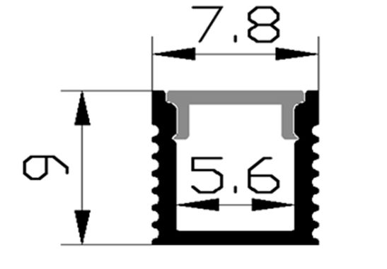 Профиль алюминиевый накладной 0908 с экраном, узкий, цвет алюминий, 2м, GS 116327
