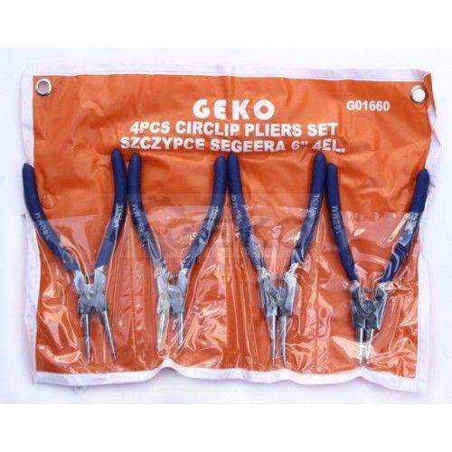 Набор съемников стопорных колец сжим/разжим, прямой/угловой 160 мм 4 пр Geko G01660
