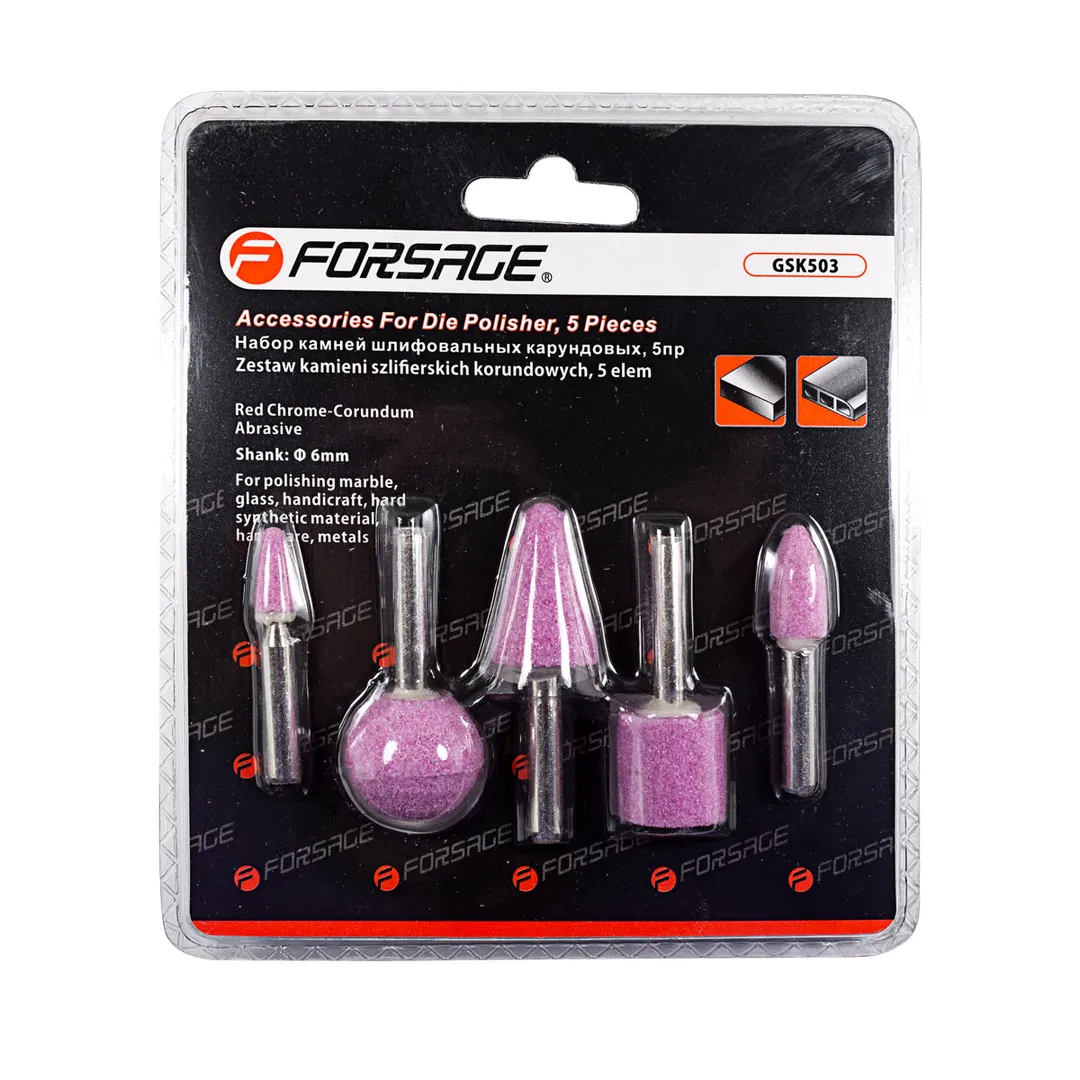 Набор камней абразивных 5 пр., хвостовик - 6 мм Forsage F-GSK503