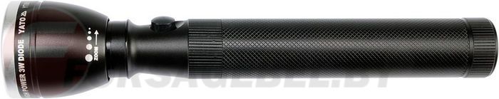Фонарик IP64 228х47 мм. 3W, 130lm, 1.5V, 2xC, zoom Yato YT-08577