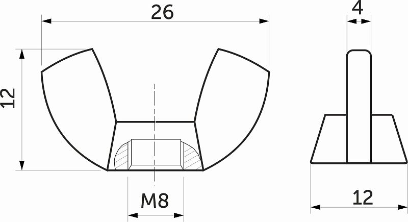 Гайка барашковая M8, упак 100 шт., AKS 115730