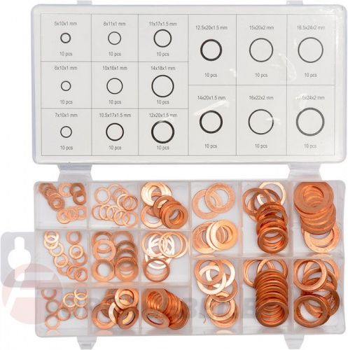 Набор медных прокладок, шайб 150 шт. Yato YT-06871