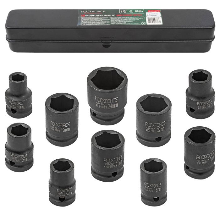 Набор головок ударных 10 пр. 1/2" 6-гр. 10-24 мм RockForce RF-4109-5MPB