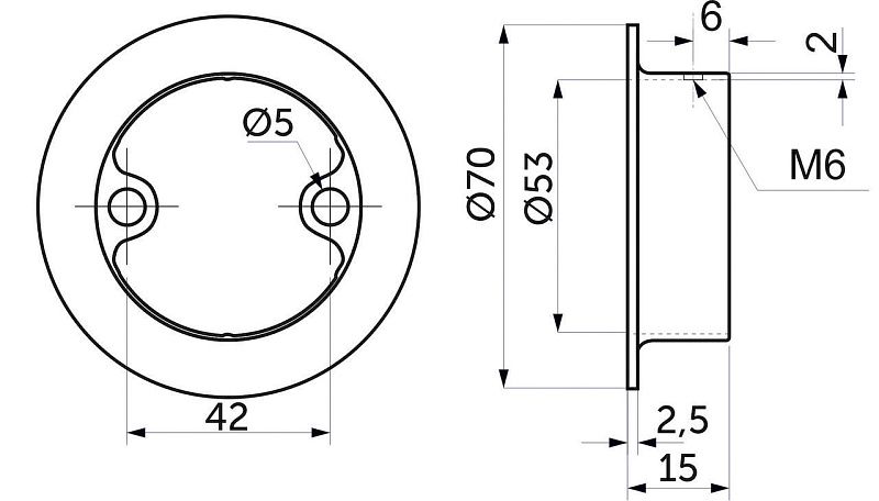 Крепление (розетка) трубы d50 декоративная с винтом, хром AKS 72070