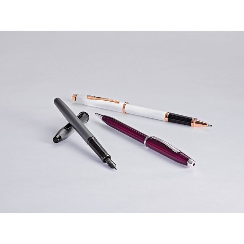 Ручка шариковая автоматическая Cross "Century II Pearlescent White Lacquer", 0.7 мм, жемчужный, розовое золото, стерж. черный