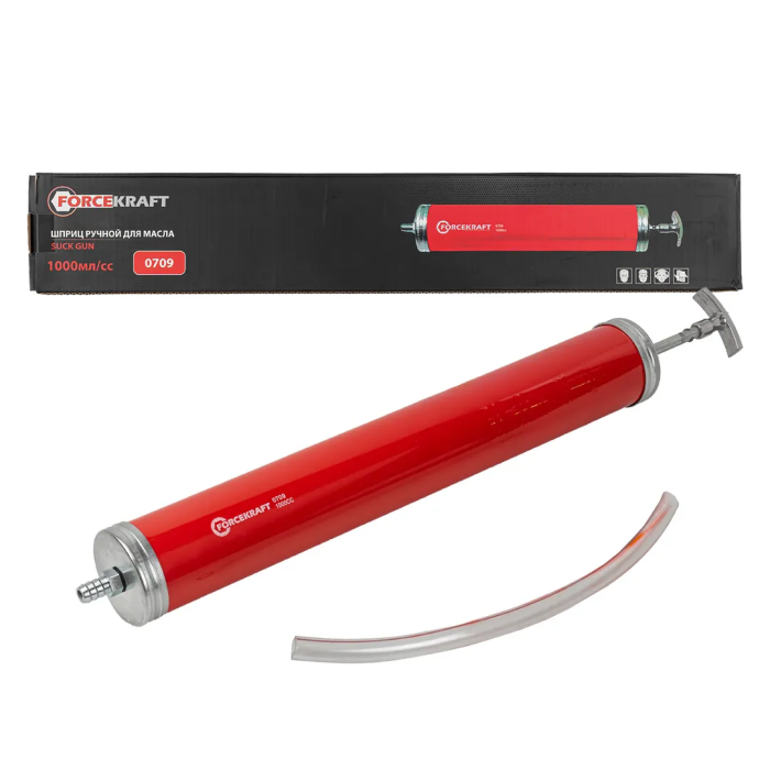 Шприц для масла и других технических жидкостей с гибким шлангом 1000 мл, L шланга-260 мм ForceKraft FK-0709